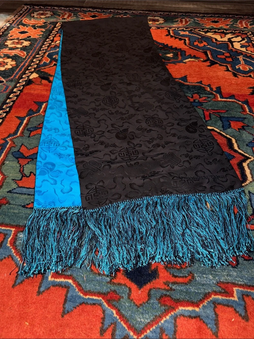Shanghai Tang 100% Silk luxurious reversible scarf